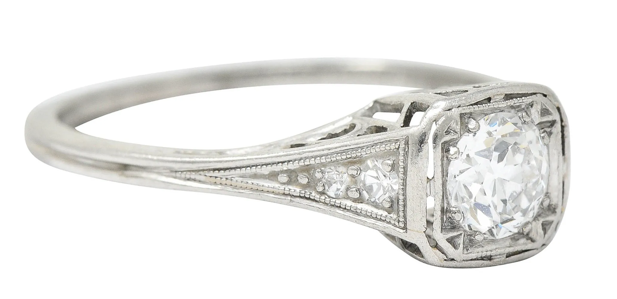 J.E. Caldwell 0.55 CTW Diamond Platinum Engagement Ring Circa 1920