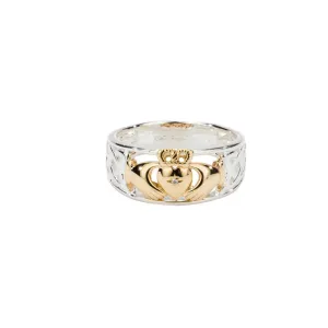 Keith Jack Claddagh Sterling Silver and 10K Yellow Gold Diamond Ring