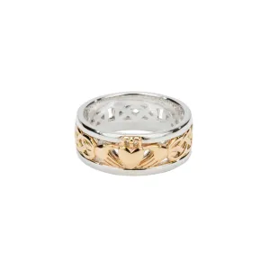 Keith Jack Claddagh Sterling Silver and 10K Yellow Gold Wedding Band