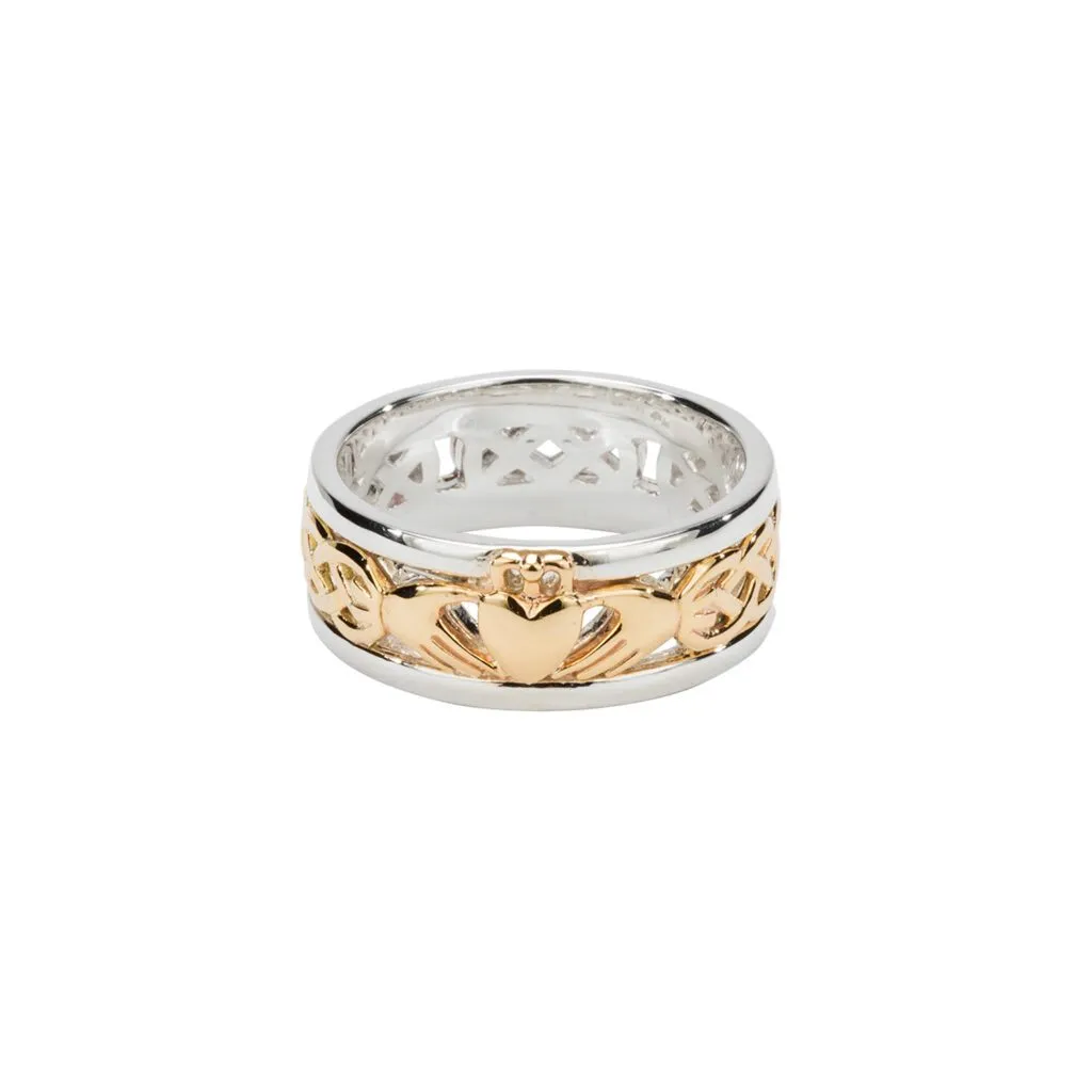 Keith Jack Claddagh Sterling Silver and 10K Yellow Gold Wedding Band