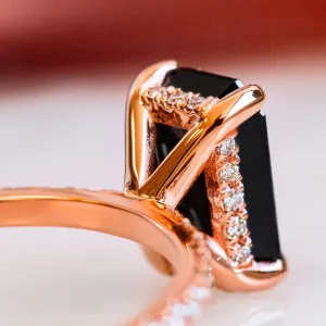 Kitana- 2.2 Carats  Natural Black Diamond Emerald Cut Engagement Ring