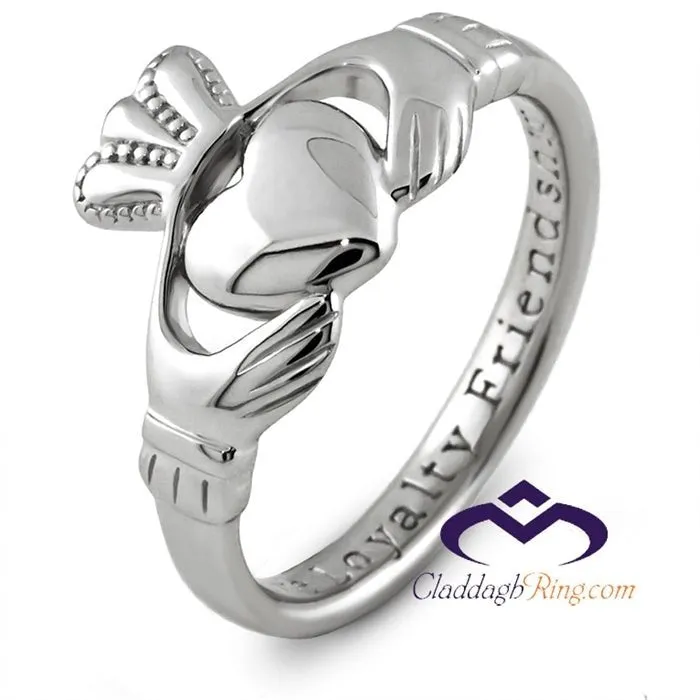 Ladies 14K White Gold Claddagh Ring SL-14L92