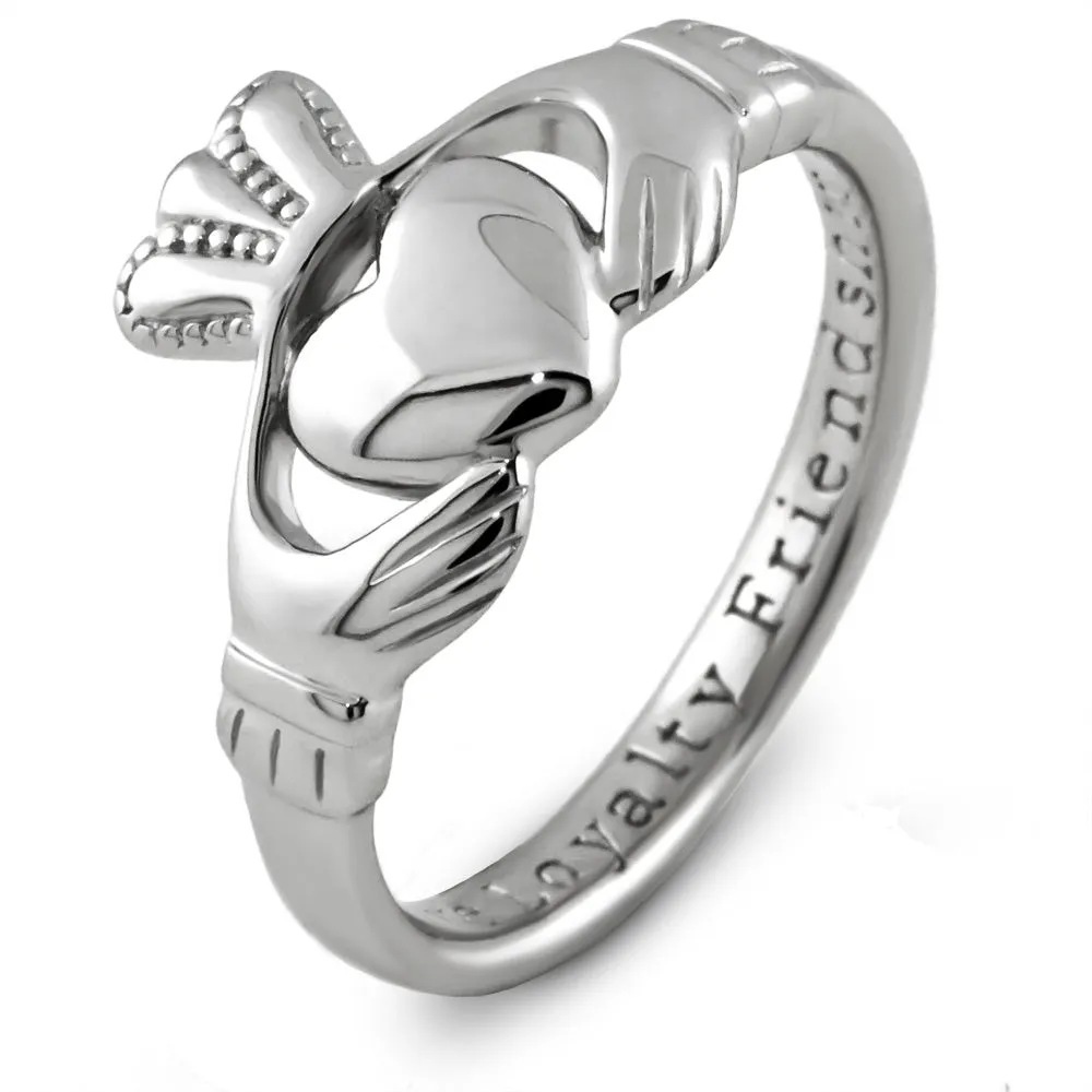 Ladies 14K White Gold Claddagh Ring SL-14L92