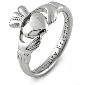 Ladies 14K White Gold Claddagh Ring SL-14L92