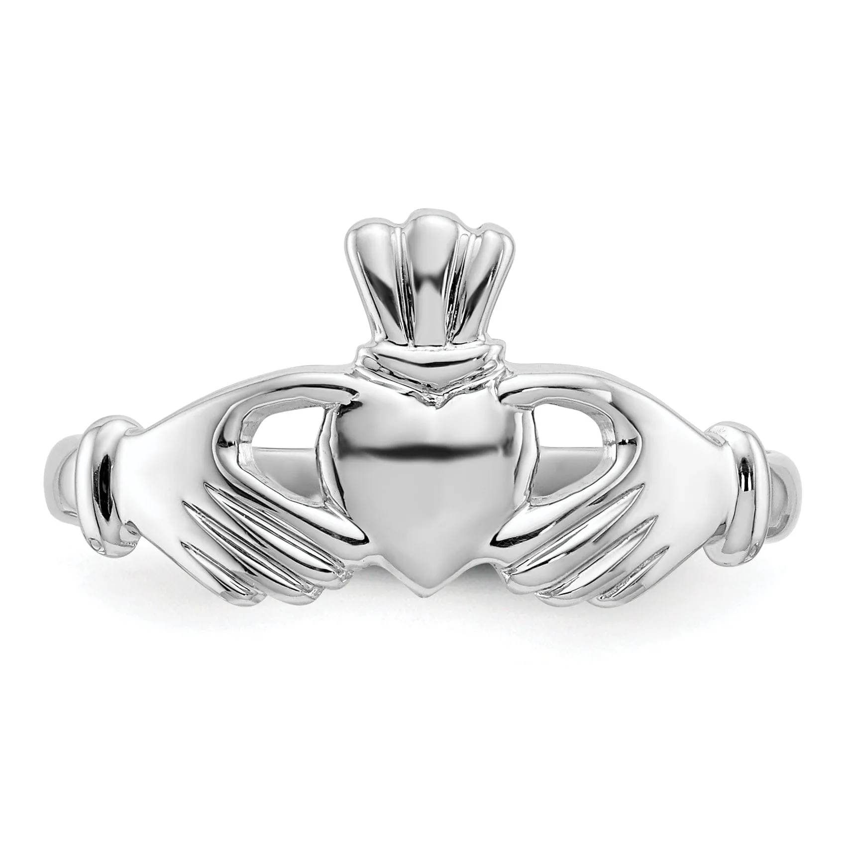 Ladies 14kt white gold claddagh ring