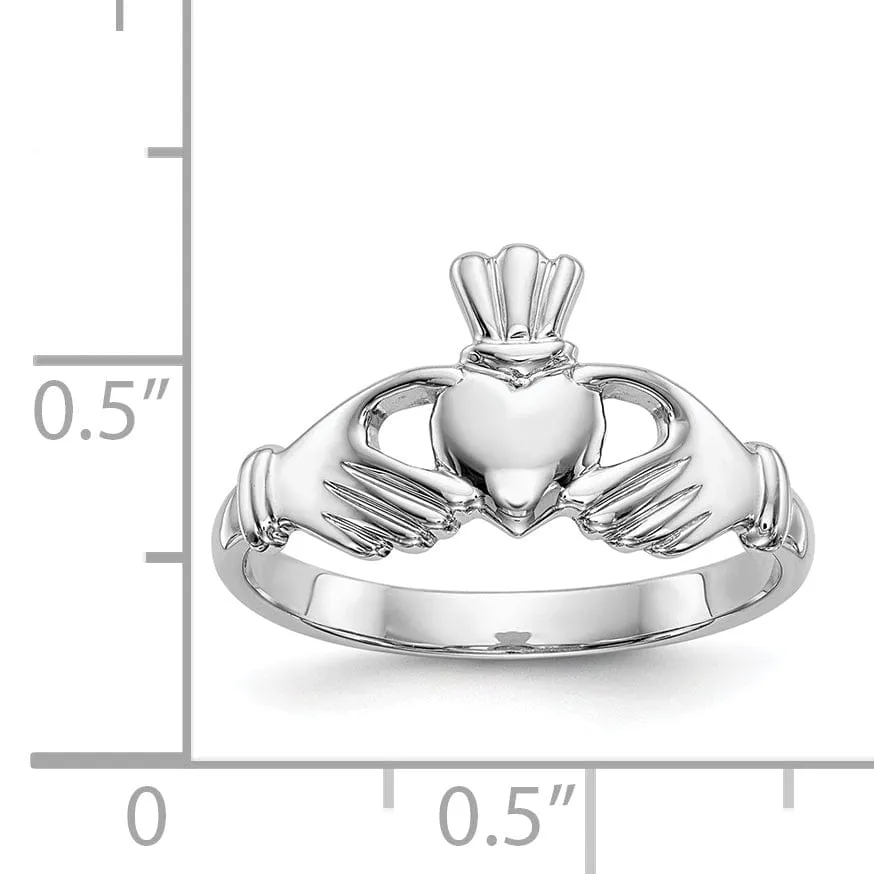 Ladies 14kt white gold claddagh ring