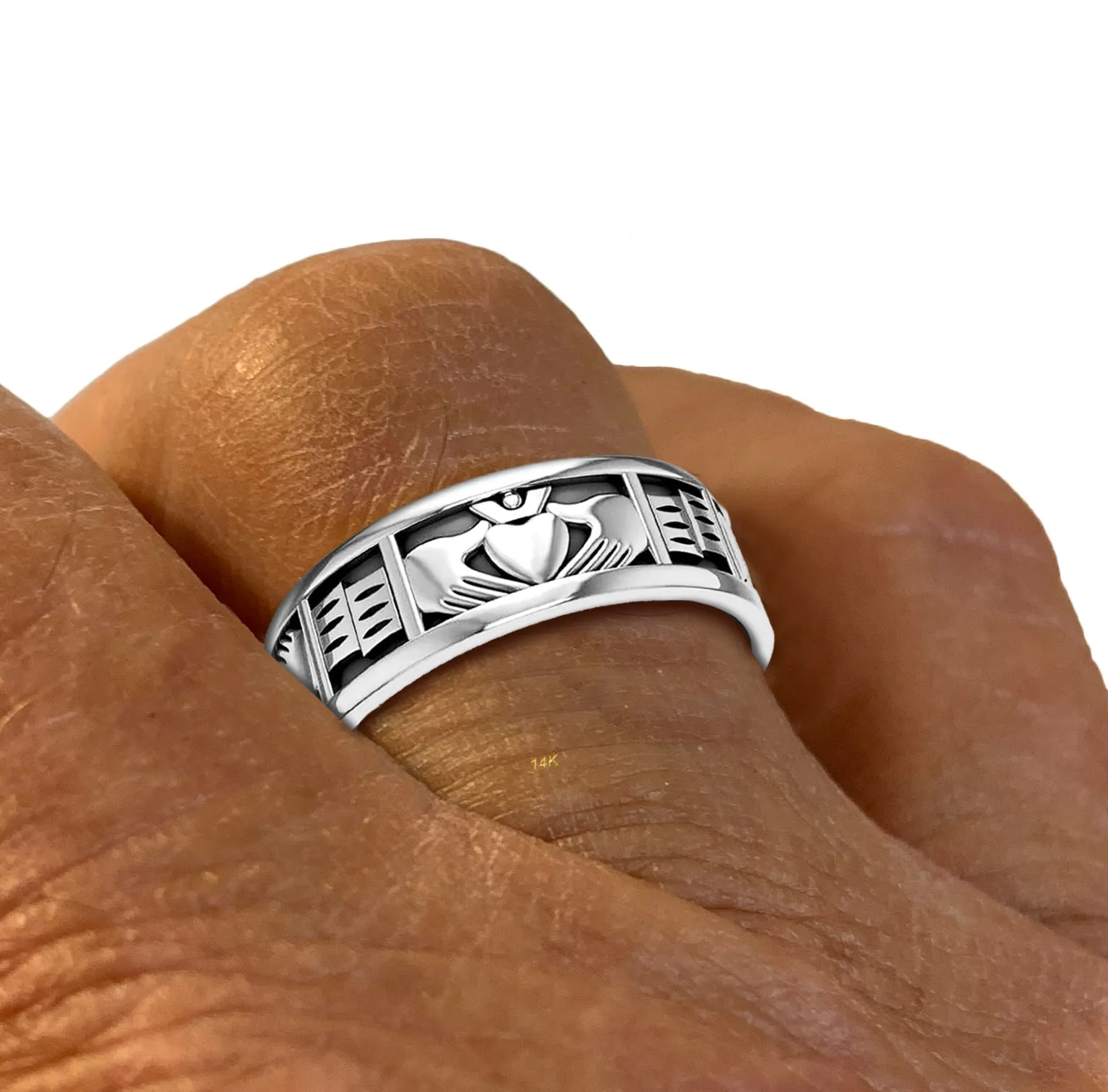 Ladies 925 Sterling Silver Irish Celtic Claddagh Ring Band