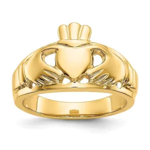 Ladies polished 14kt yellow gold claddagh ring
