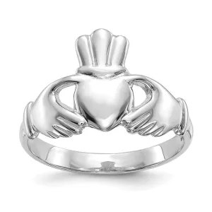 Ladies white 14kt gold claddagh ring
