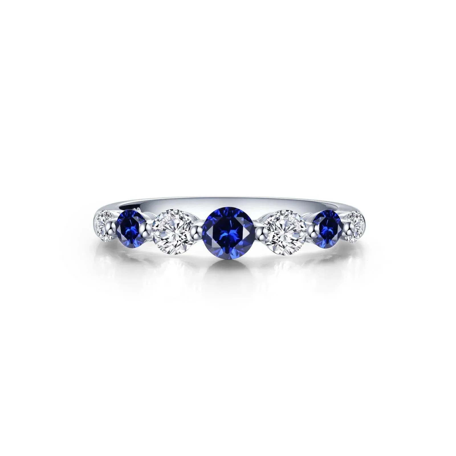 Lafonn Sterling Silver Platinum Plated Simulated Diamonds and Lab Grown Sapphires Half Eternity Band
