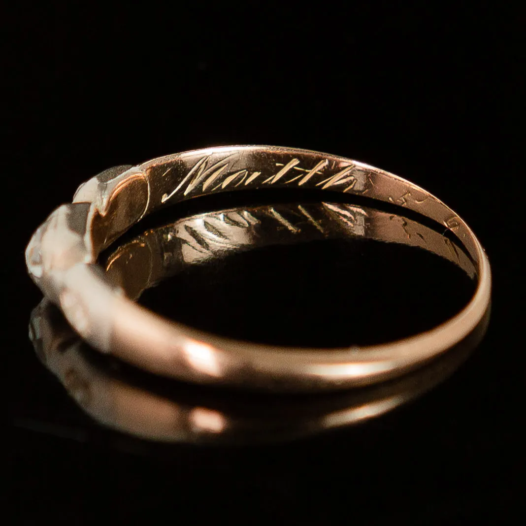 Late Georgian Trilogy Ring - Rose Cut Diamonds in 14k Gold   Sterling Silver c.1822
