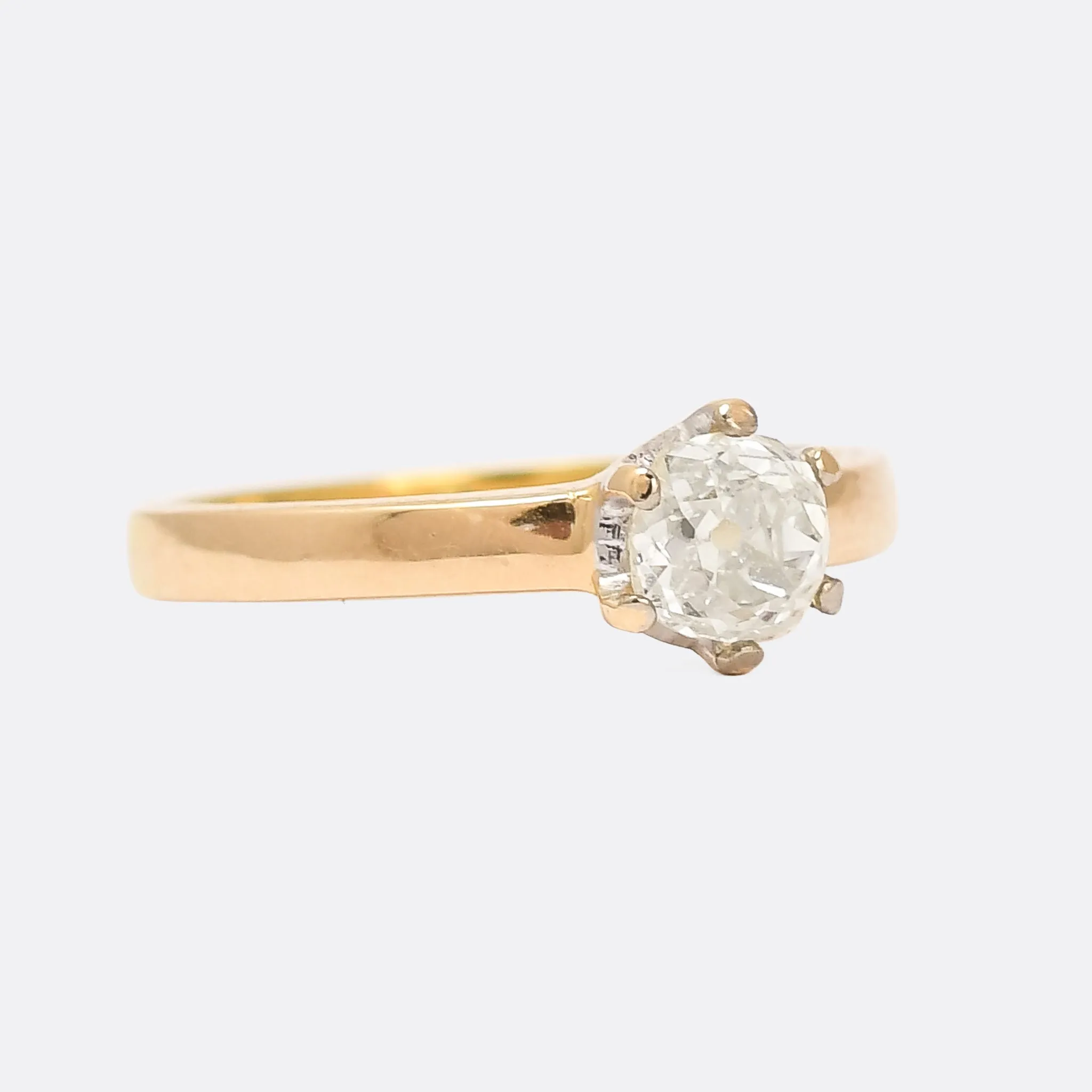 Late Victorian 0.78ct Old Mine Cut Diamond Solitaire Ring
