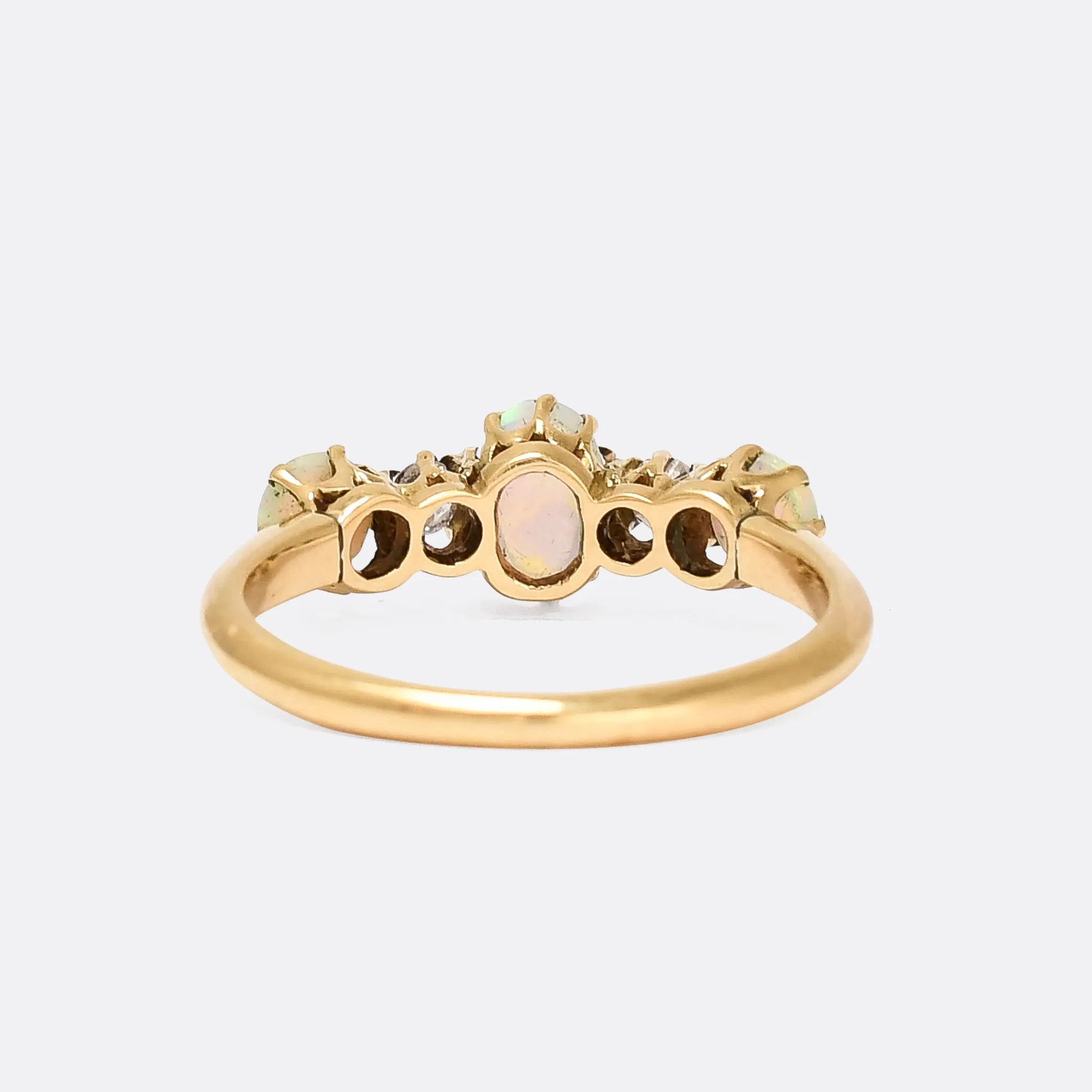 Late Victorian Opal & Diamond 5-Stone Ring