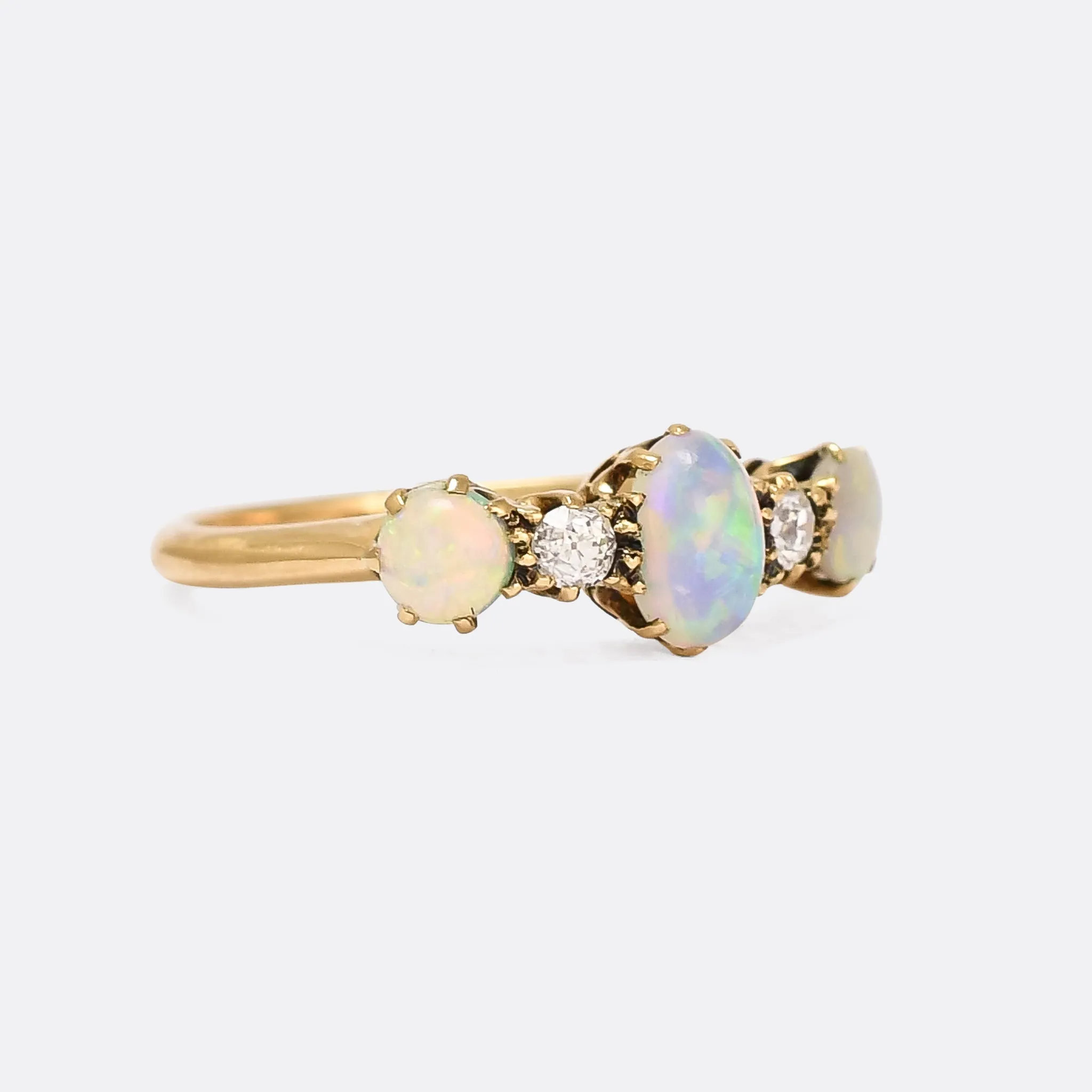 Late Victorian Opal & Diamond 5-Stone Ring