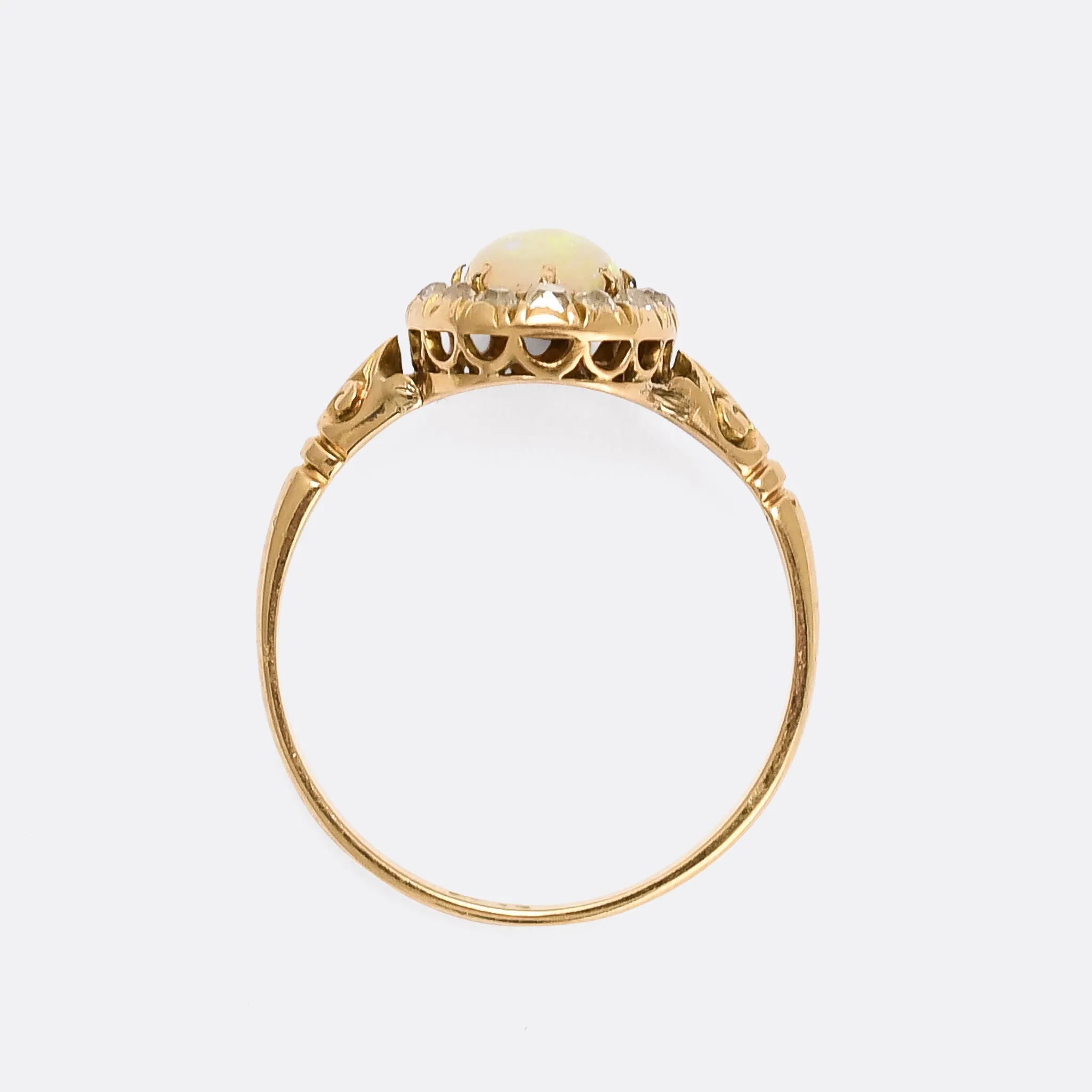 Late Victorian Opal & Peruzzi Diamond Cluster Ring
