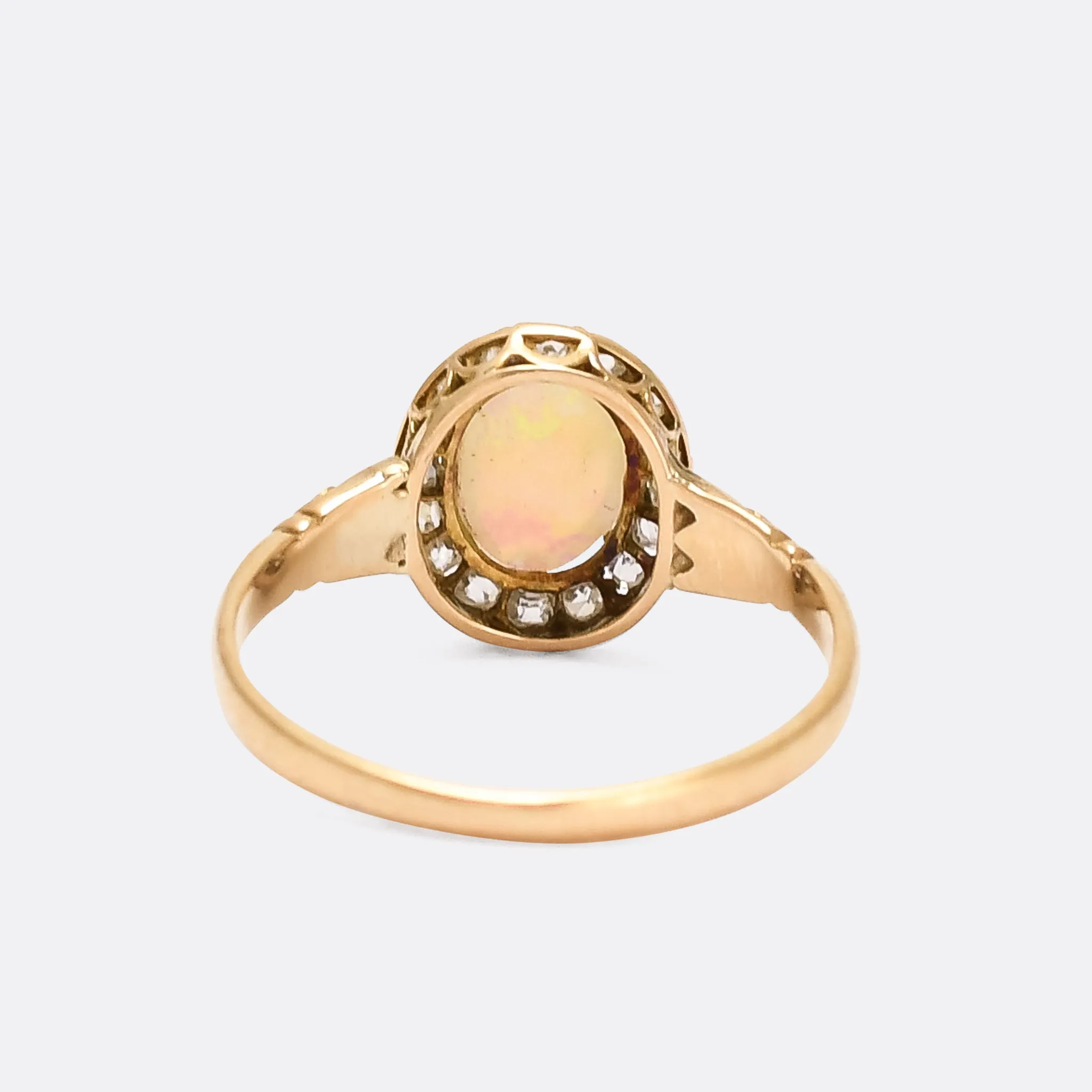 Late Victorian Opal & Peruzzi Diamond Cluster Ring