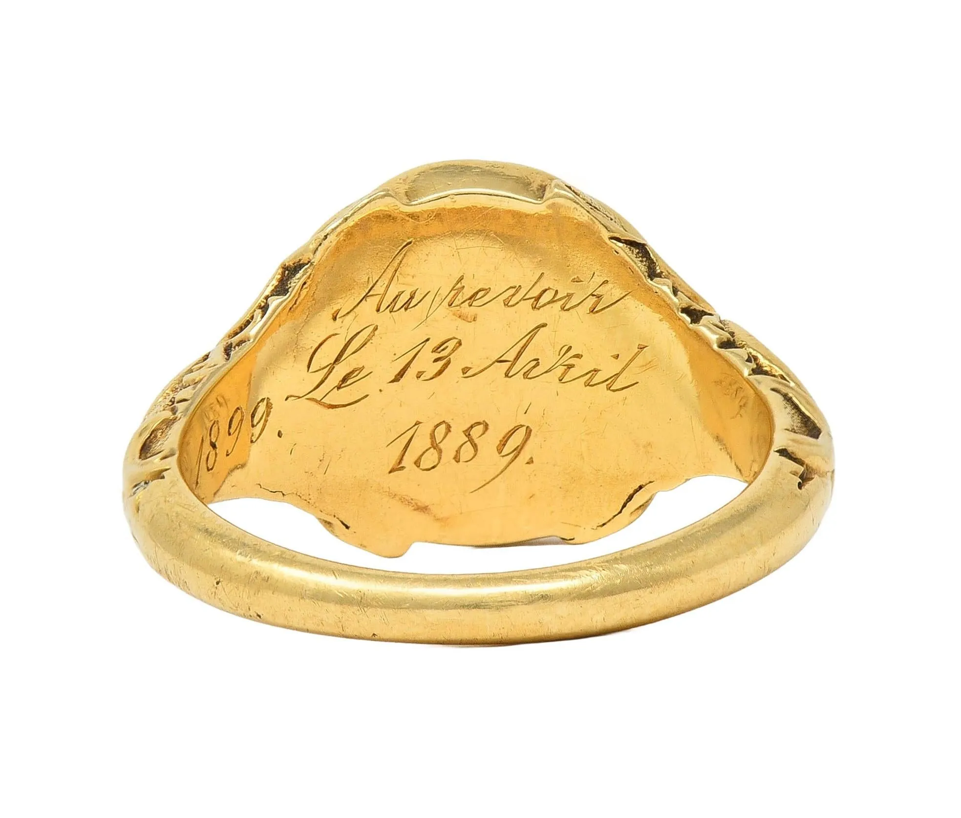 Late Victorian Ruby Enamel 14 Karat Yellow Gold Silver Antique Flower Mourning Ring