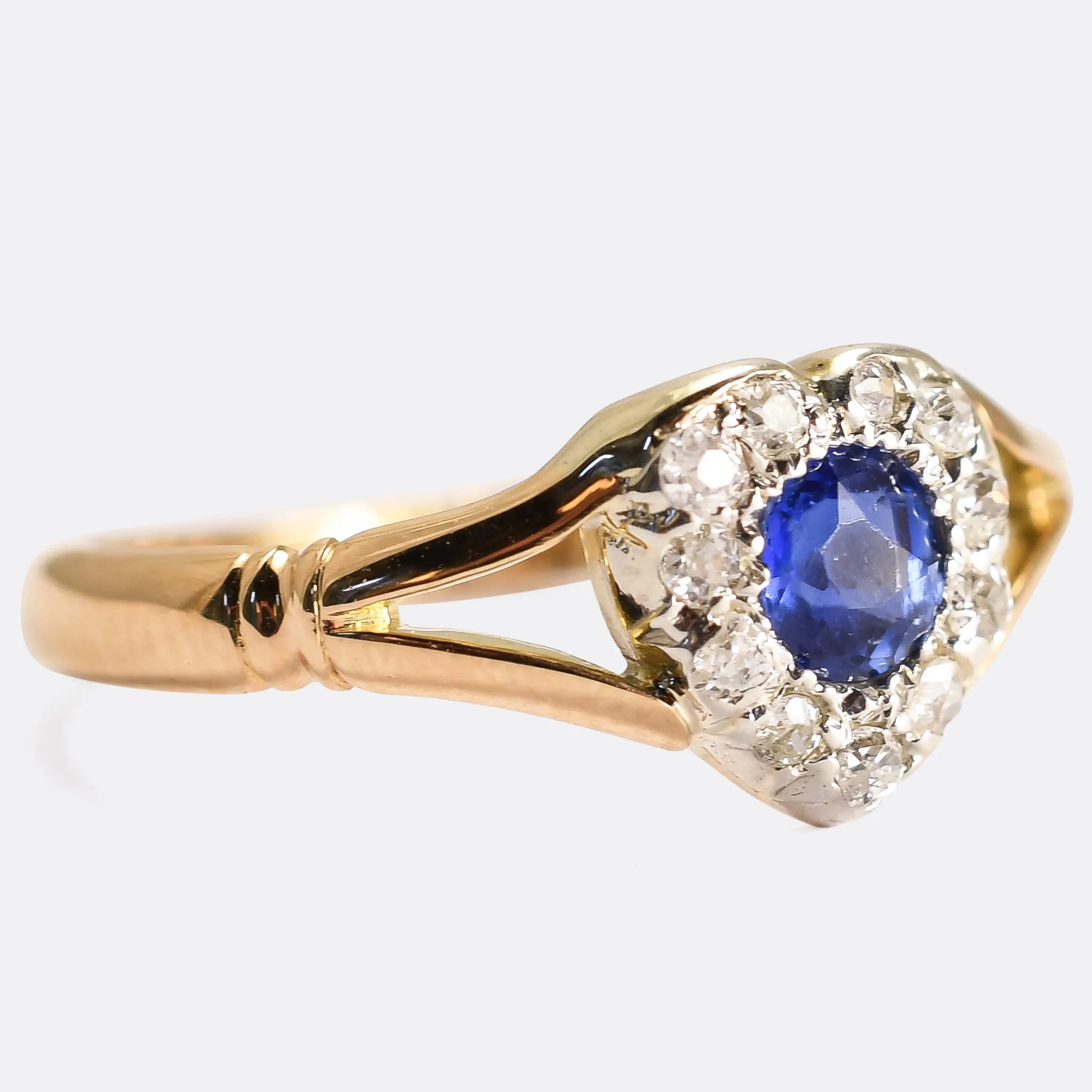 Late Victorian Sapphire & Diamond Heart Cluster Ring