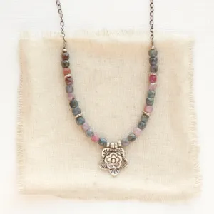 Layered Cactus Flower Sapphire Necklace