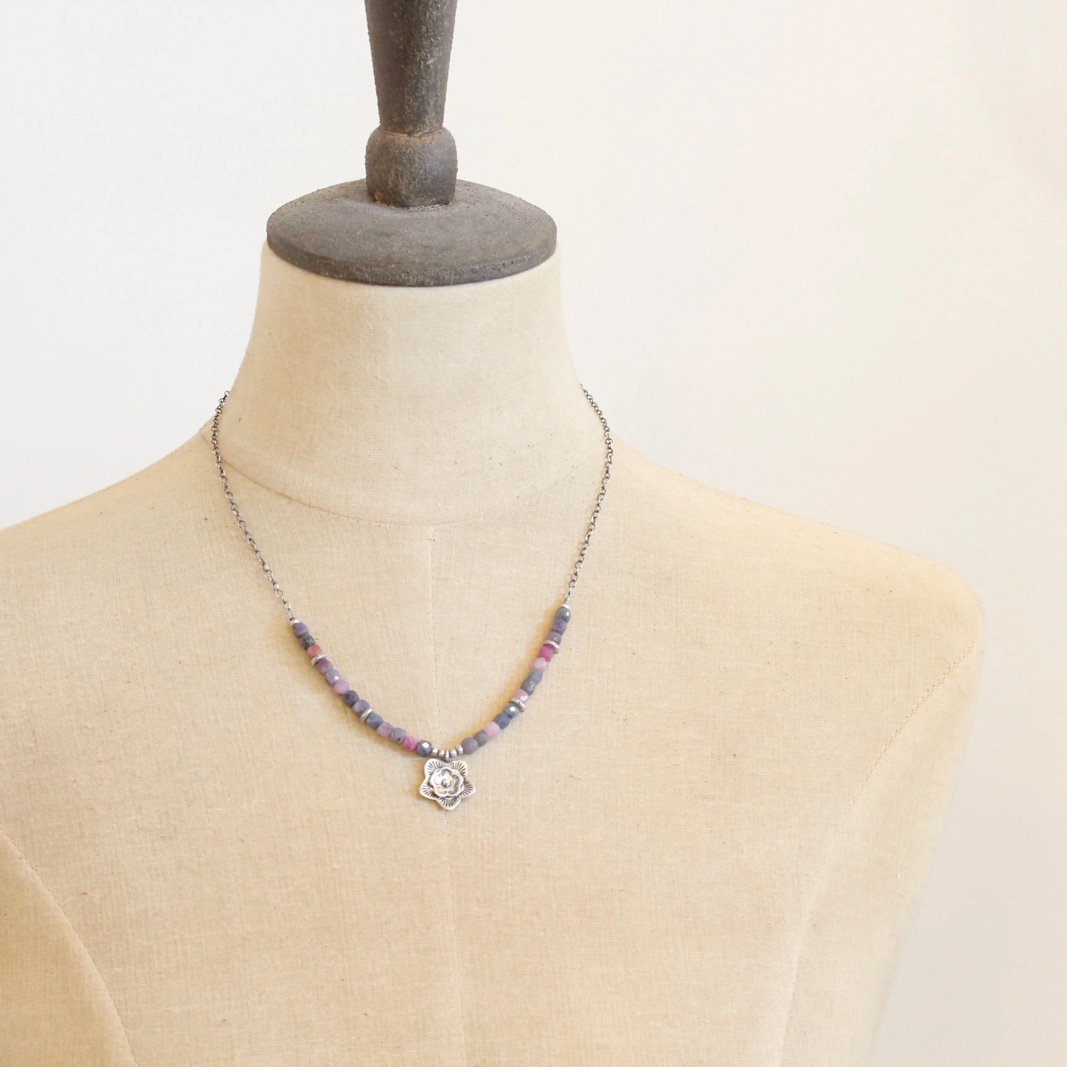 Layered Cactus Flower Sapphire Necklace