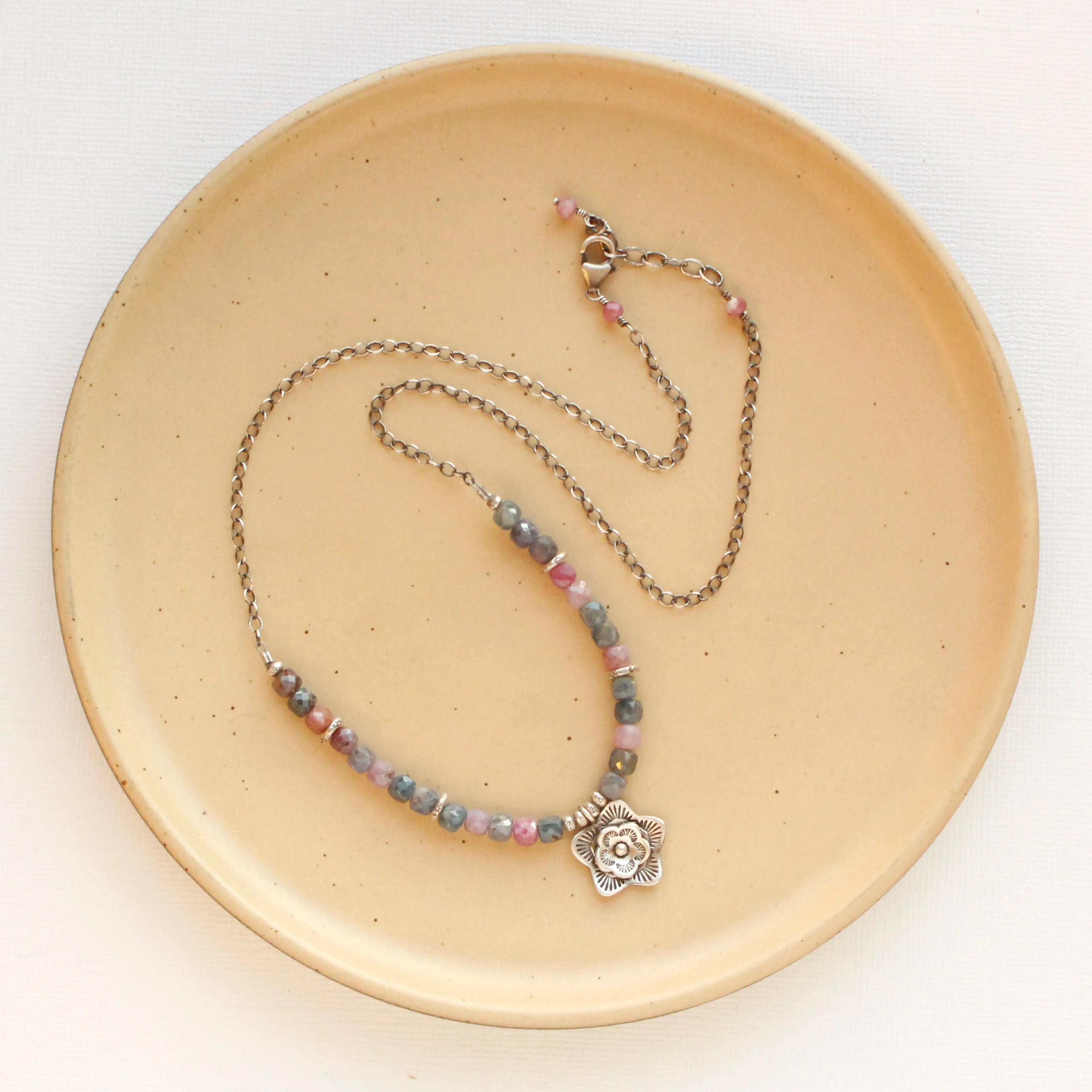 Layered Cactus Flower Sapphire Necklace
