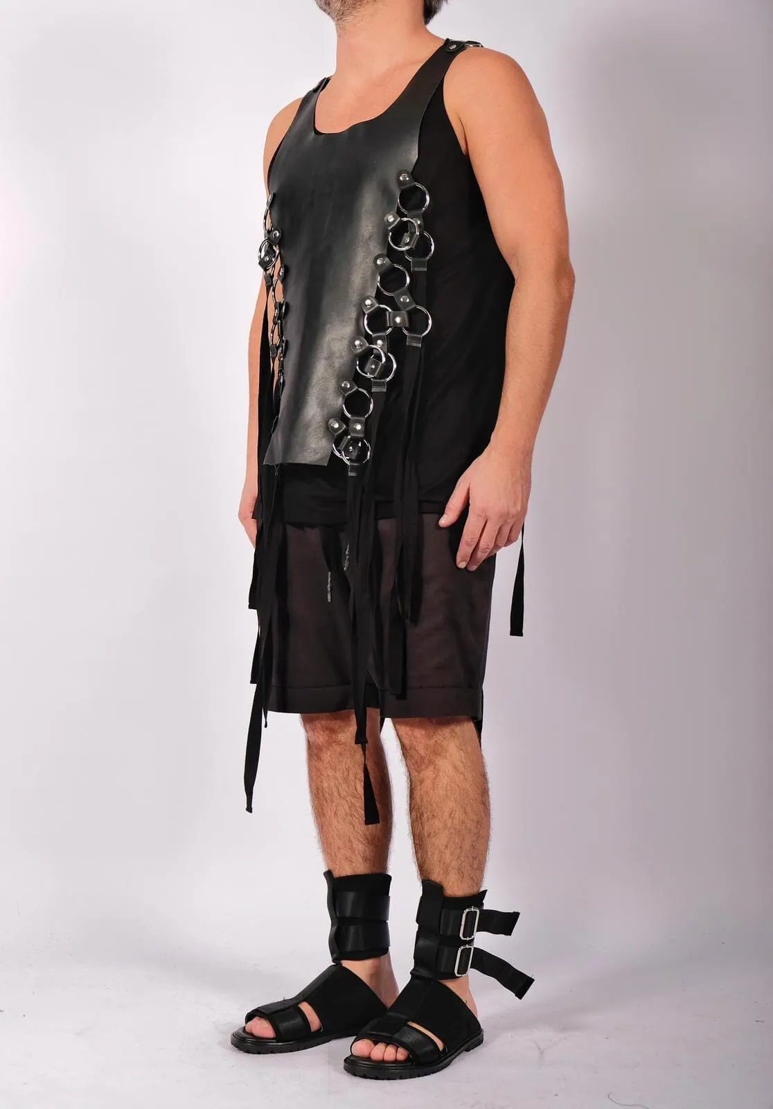 Leather Top with Rings & Ribbons