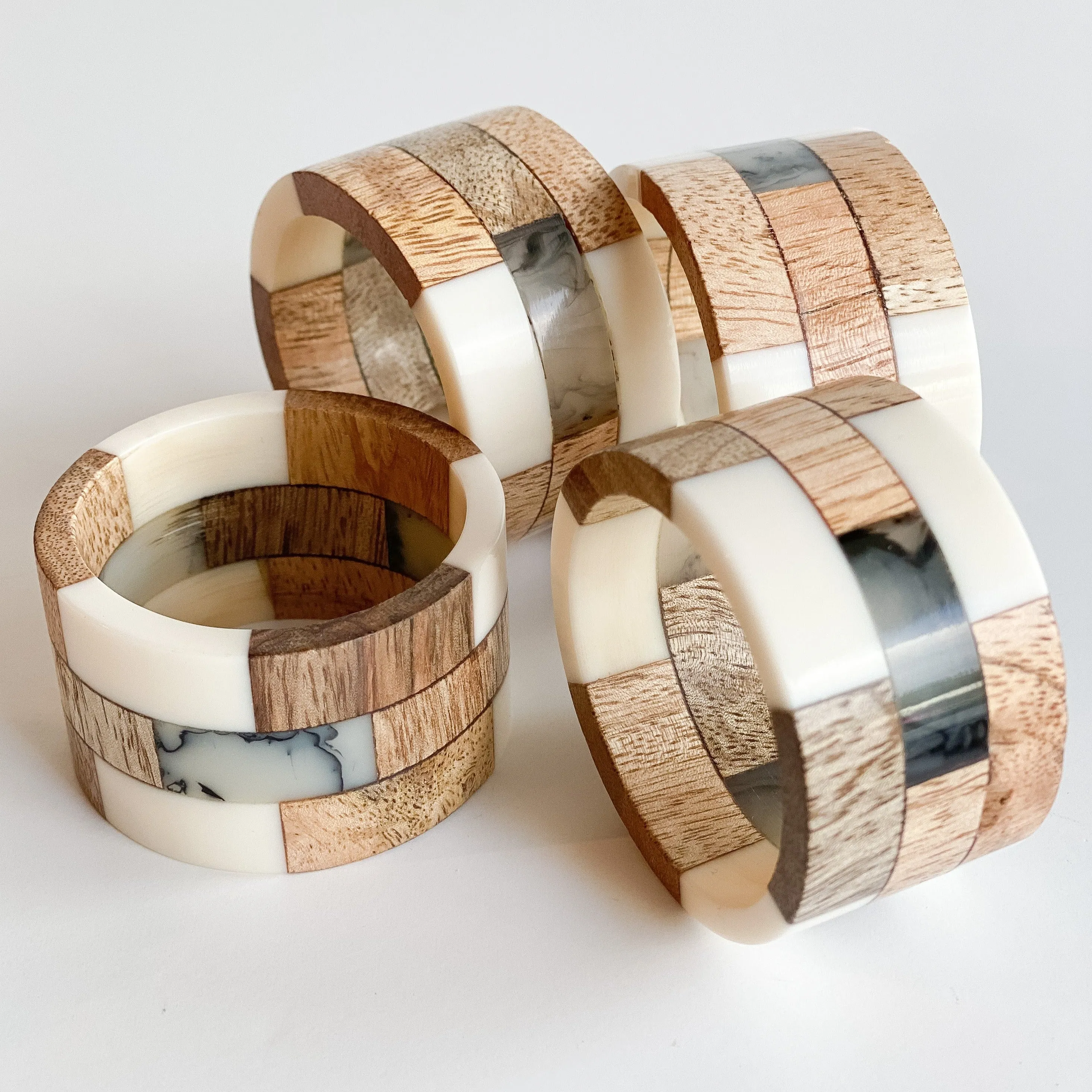 Mango Wood Napkin Rings - Set of Four
