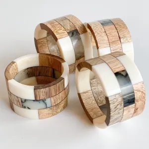 Mango Wood Napkin Rings - Set of Four