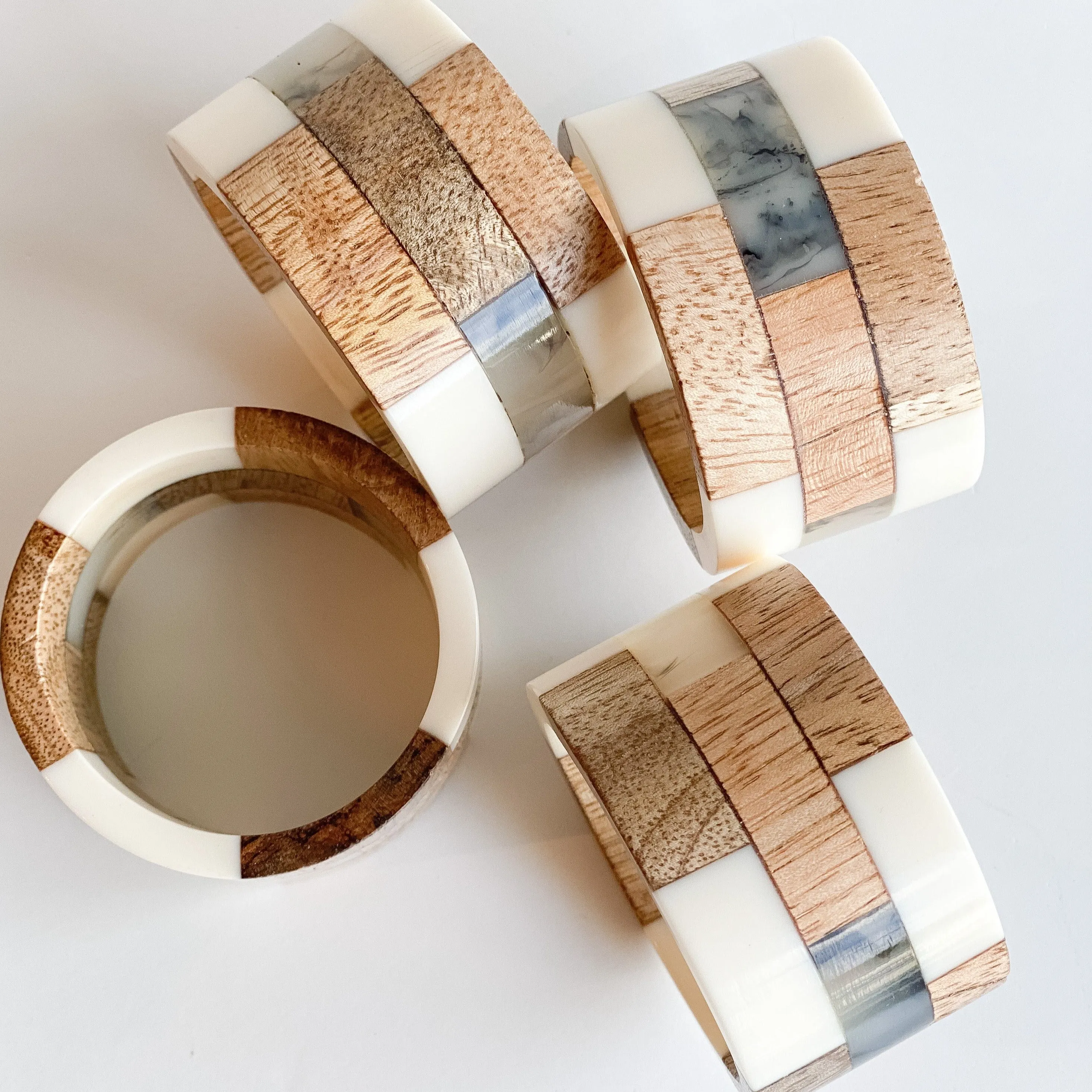 Mango Wood Napkin Rings - Set of Four