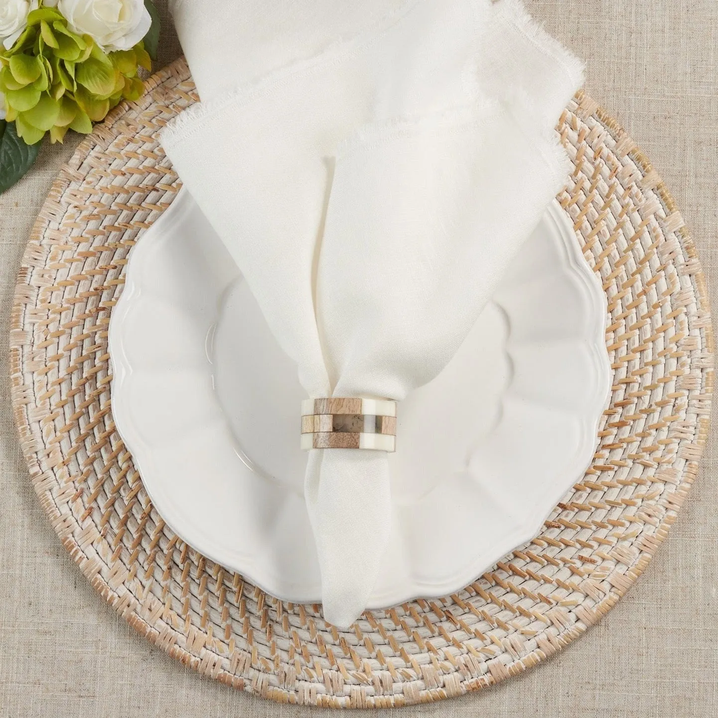 Mango Wood Napkin Rings - Set of Four