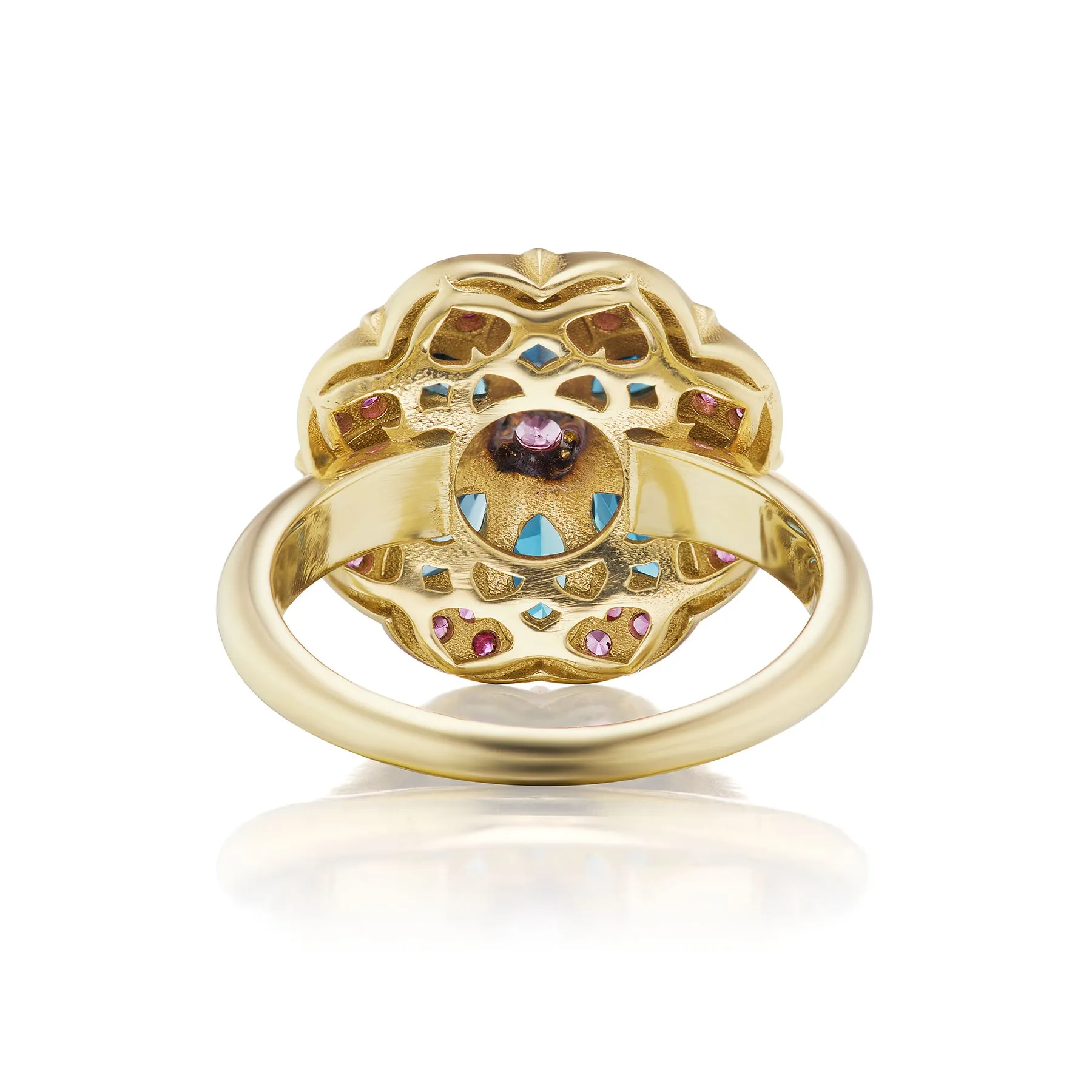 Marquise London Blue Topaz Lotus Flower Ring