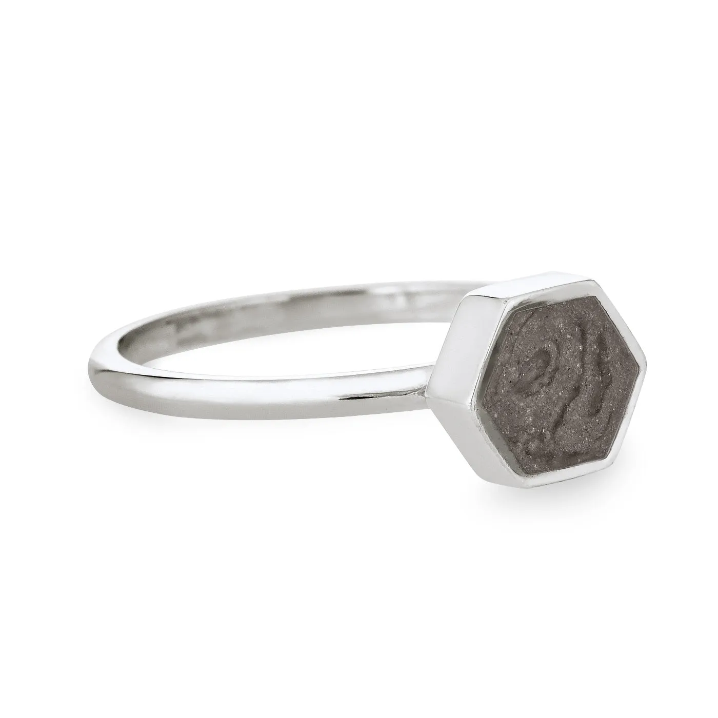 Medium Hexagon Stacking Cremation Ring in Sterling Silver
