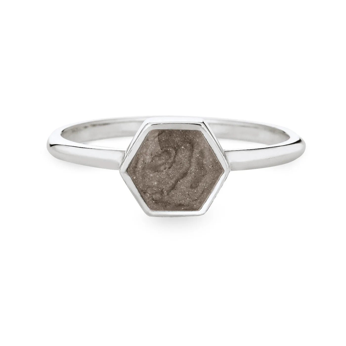 Medium Hexagon Stacking Cremation Ring in Sterling Silver