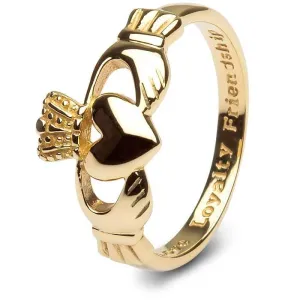 MENS 14K Yellow Gold Claddagh Ring SMG-14G7