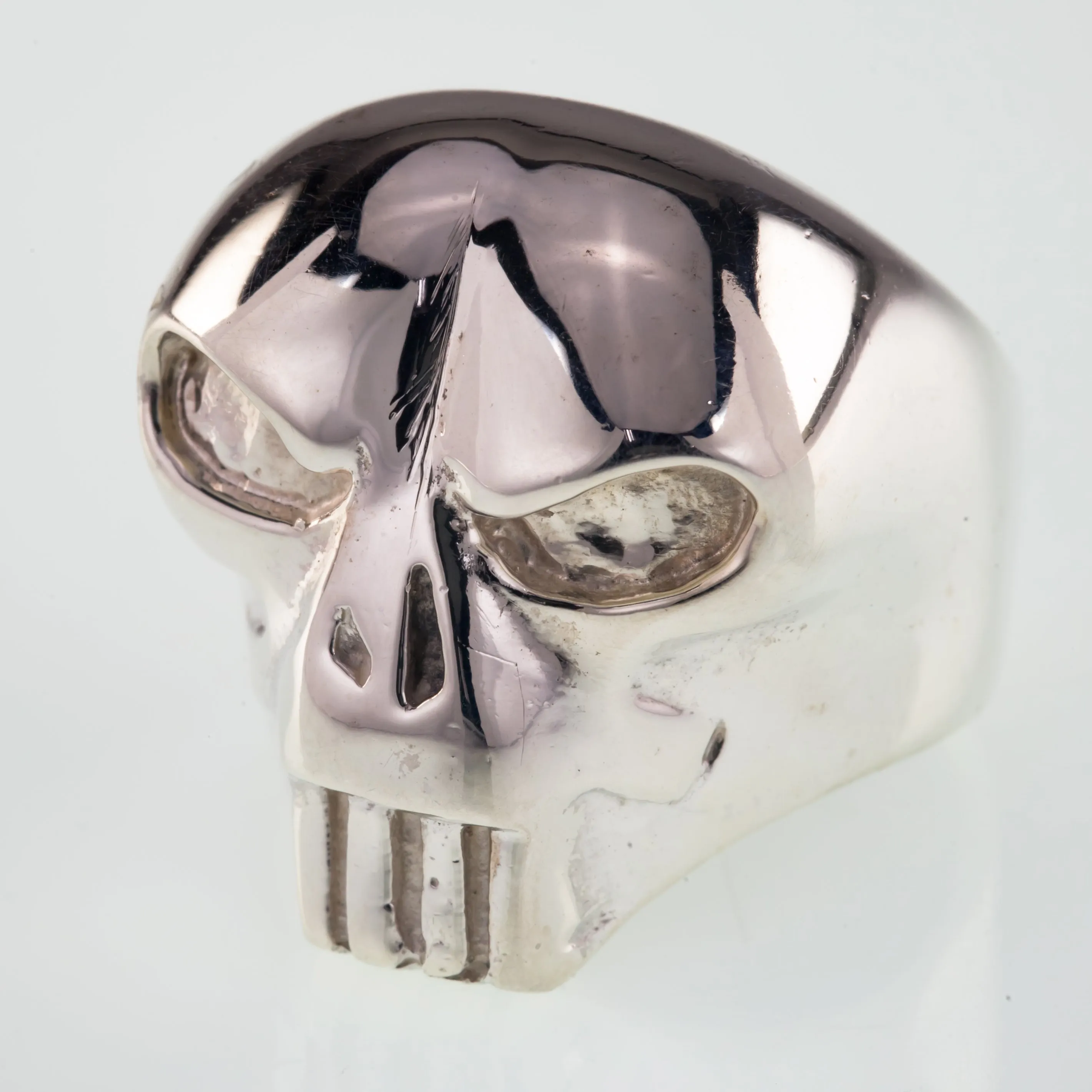 Men's Biker Angry Skull Sterling Silver Ring Size 9.75