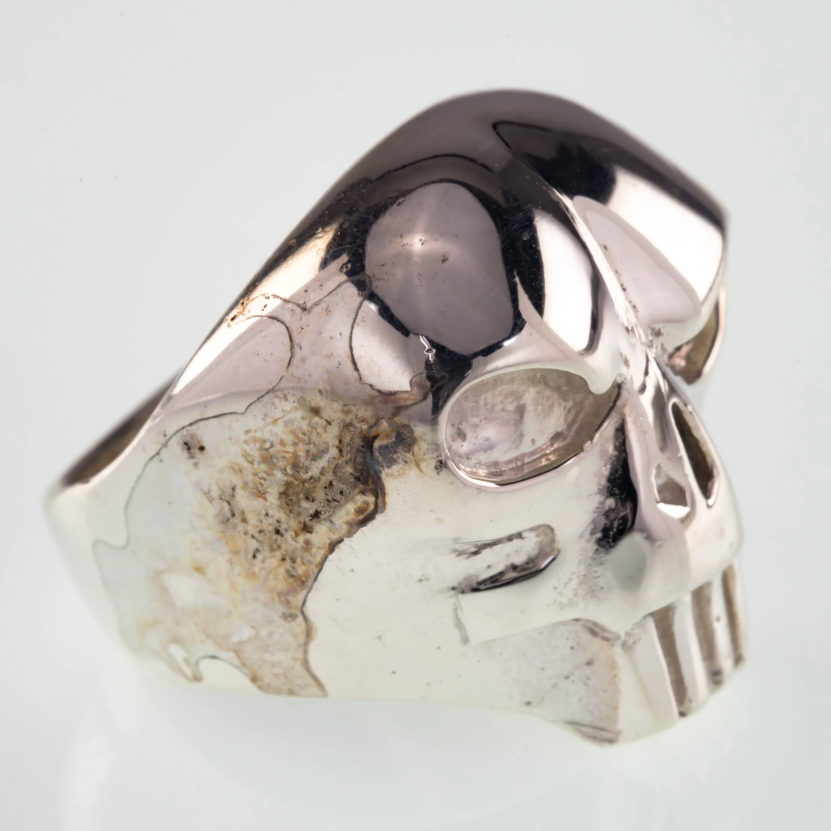 Men's Biker Angry Skull Sterling Silver Ring Size 9.75