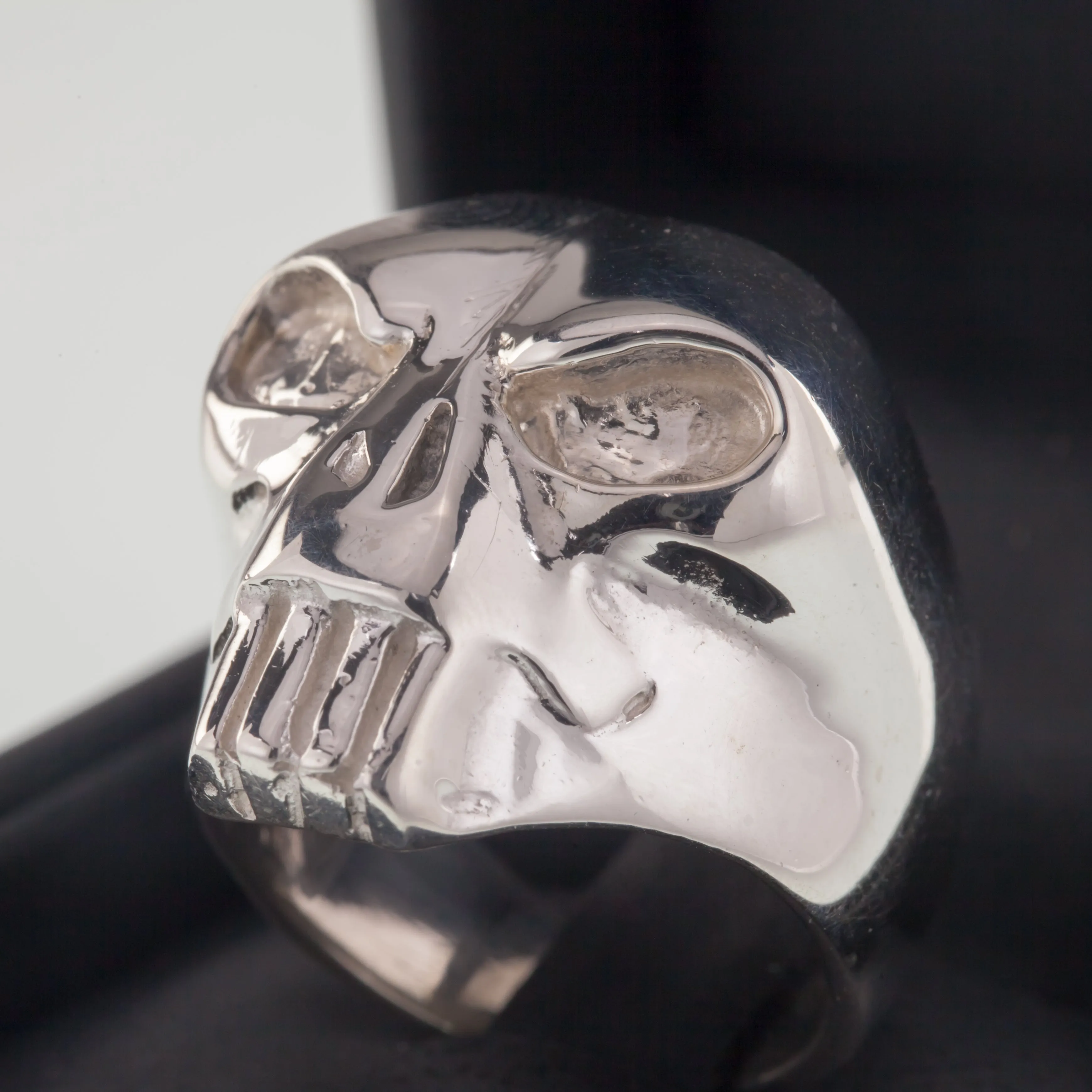 Men's Biker Angry Skull Sterling Silver Ring Size 9.75