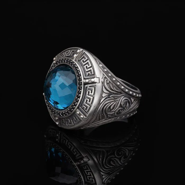 Men’s Sterling Silver Blue Stone Ring
