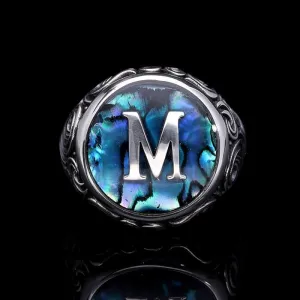 Men’s Sterling Silver Ocean Pearl Personalized Ring