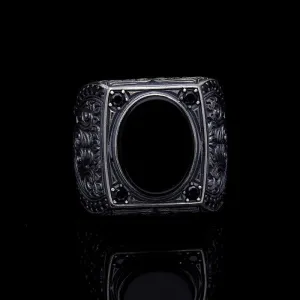 Men’s Sterling Silver Onxy Rectangular Ring