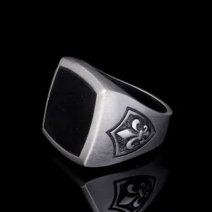 Men’s Sterling Silver Shield Onxy Ring