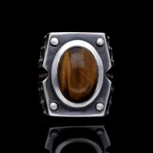 Men’s Sterling Silver Tiger Eye Ring