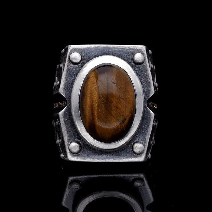 Men’s Sterling Silver Tiger Eye Ring