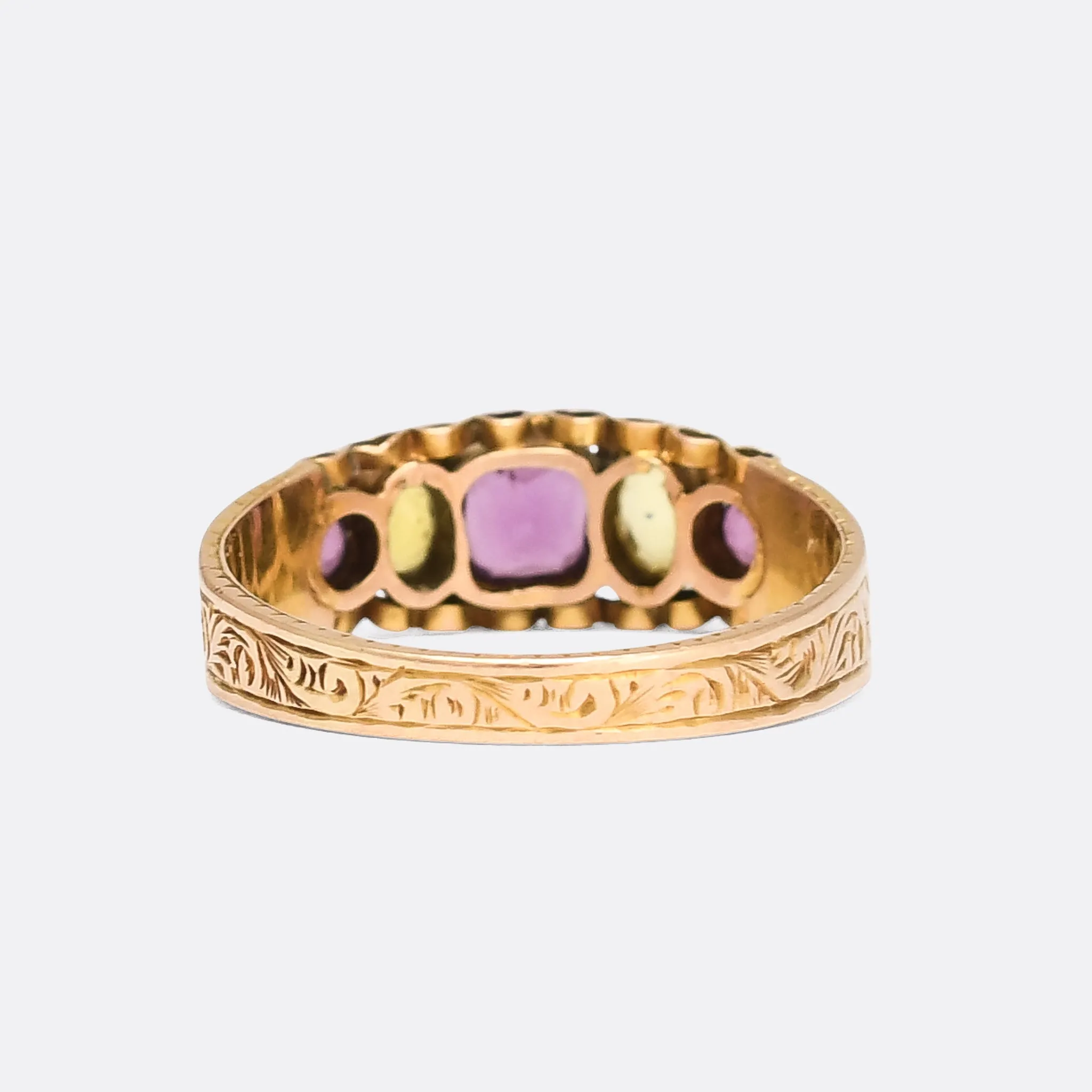 Mid-Victorian Almandine Garnet & Chrysoberyl Band Ring