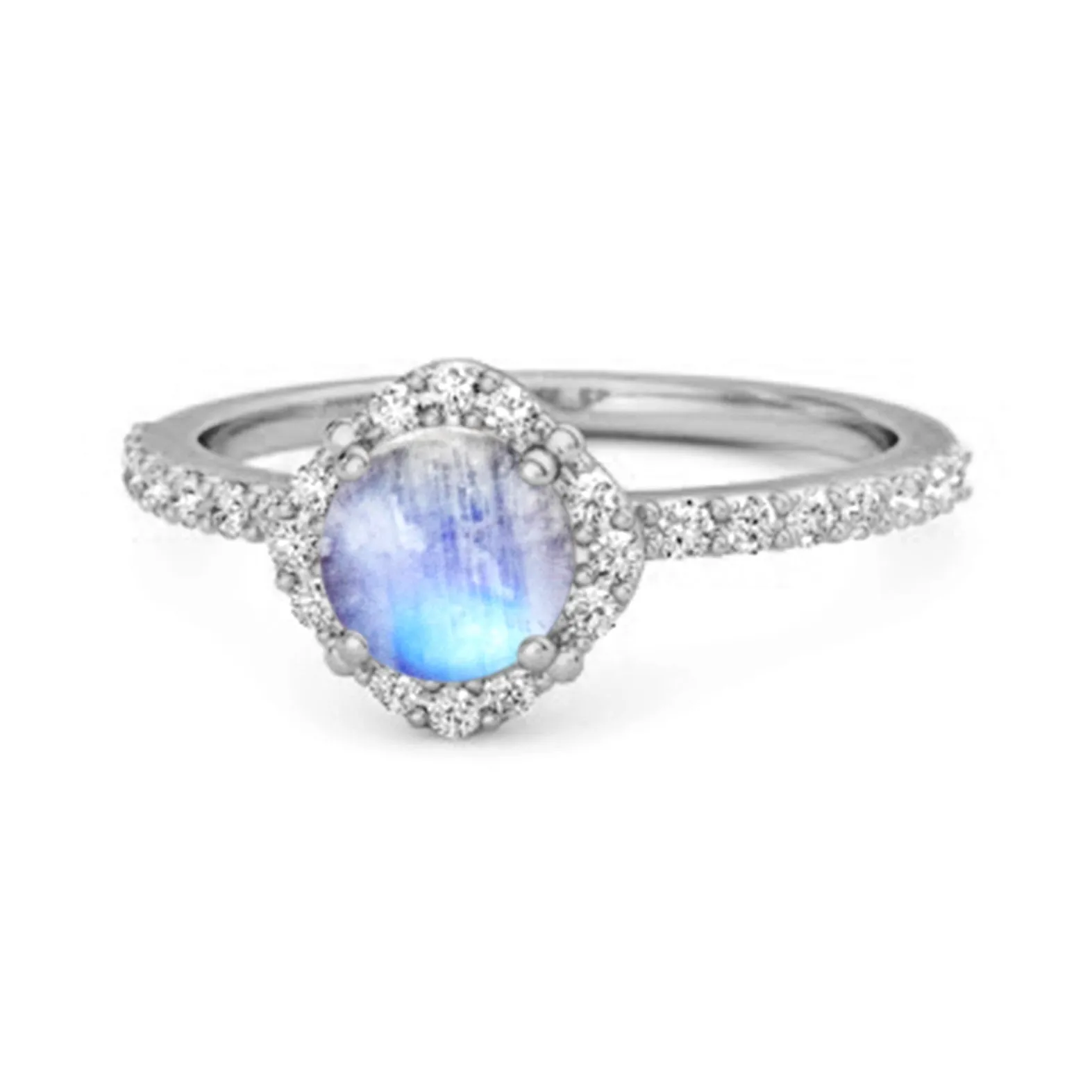Moonstone Solitaire Accents 925 Sterling Silver Friendship Ring