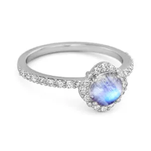 Moonstone Solitaire Accents 925 Sterling Silver Friendship Ring