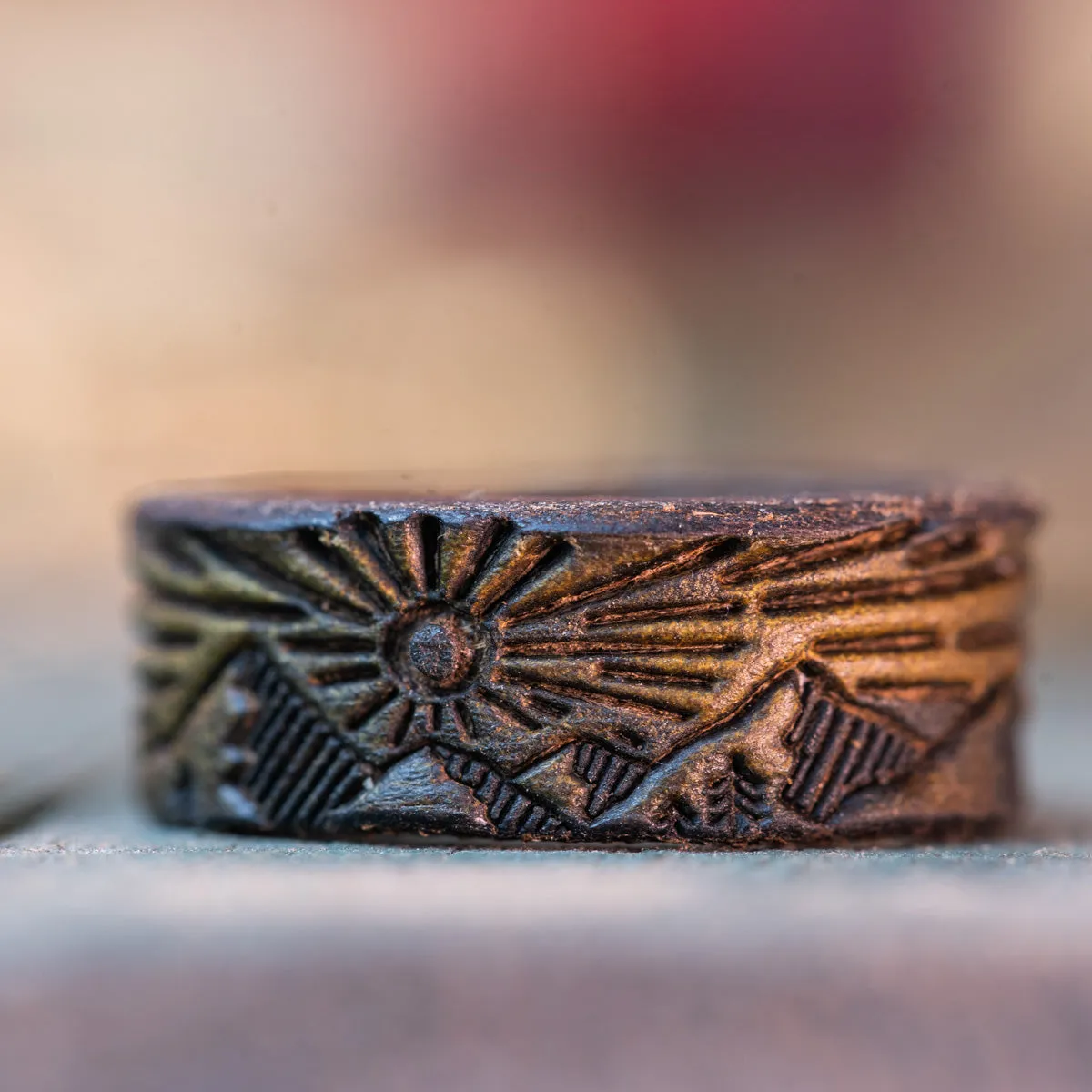 Mountains Leather Ring | Dark Olive