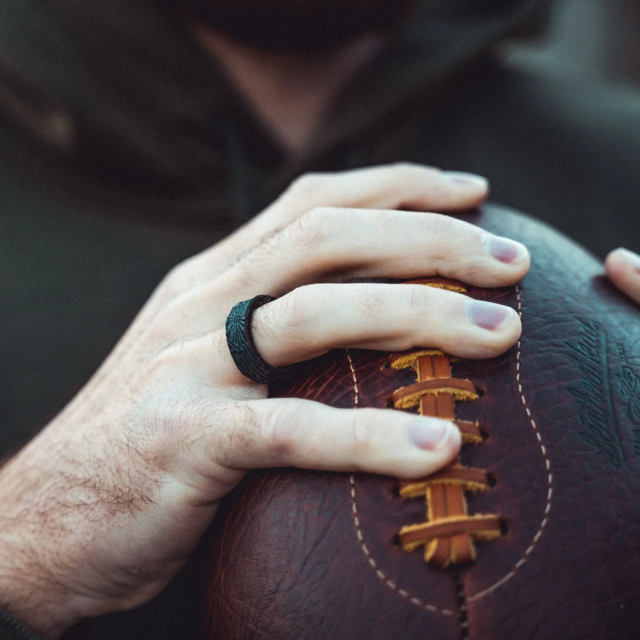 Mountains Leather Ring | Stone Blue