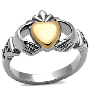 MT7511 - Irish Claddagh Two Tone Gold Heart Ring