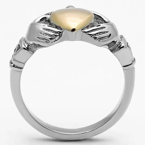 MT7511 - Irish Claddagh Two Tone Gold Heart Ring